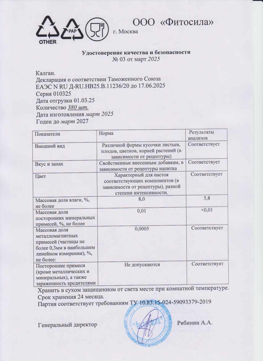 Паспорт №010325